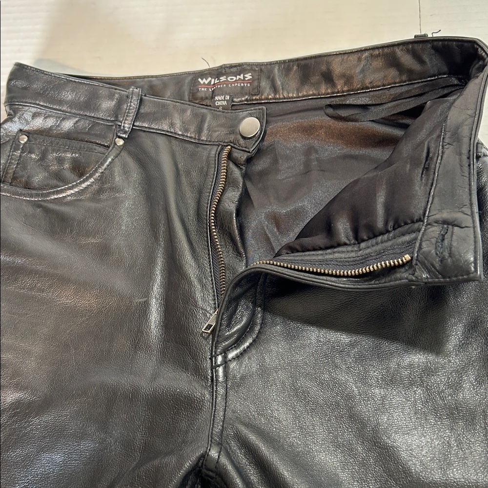 WILSONS BLACK SOFT LEATHER STRAIGHT LEG WOMENS LINED CLASSIC PANTS SZ 6 - Picture 4 of 13